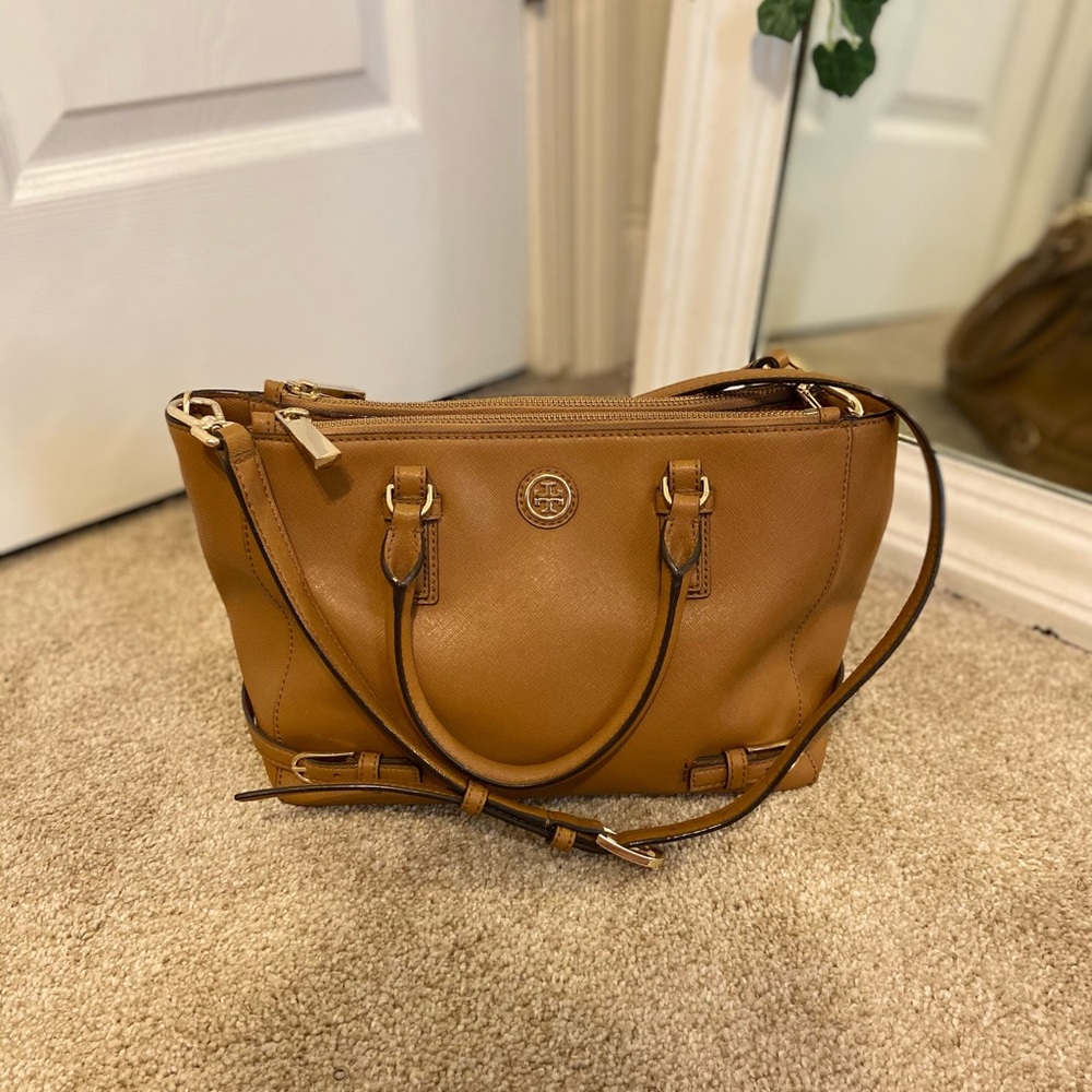Cognac/Tan Tory Burch Robinson Satchel Crossbody